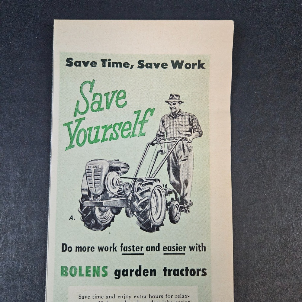 1952 Bolens Garden Tractors Walking Riding Vintage Print Ad Port Washington WI‎